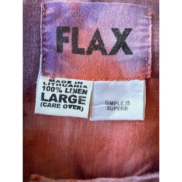 Flax Size Large 100% Linen Sleeveless‎ Tank Top Blouse Button Front HAND DYED - Picture 9 of 9